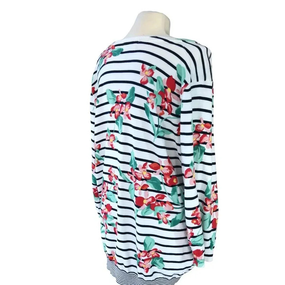 Land's End 100% Supima Cotton Floral Print Long Sleeve Sweater 1X (16w-18w) - Picture 3 of 7